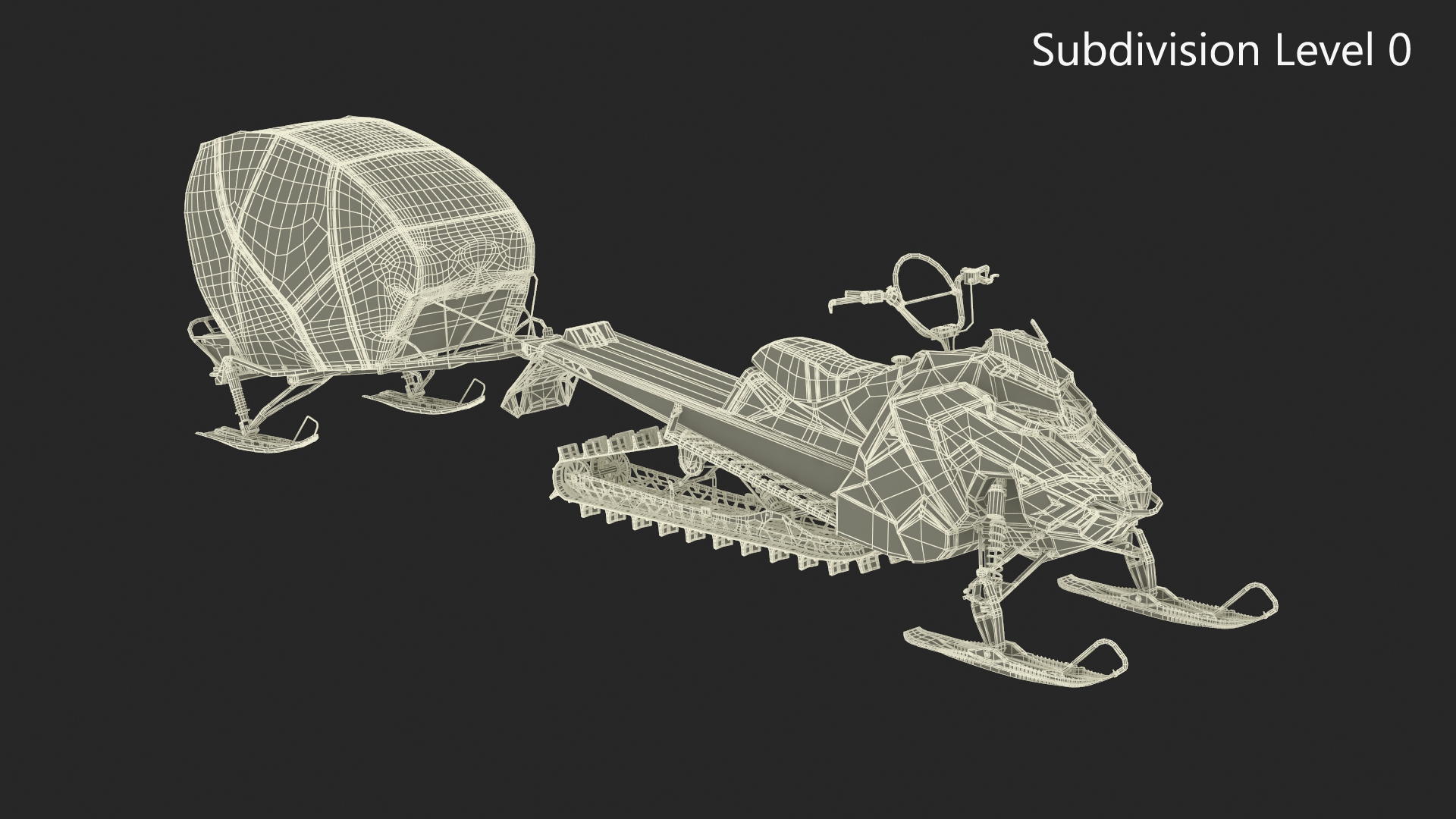 3D model Polaris Snowmobile with Sleigh