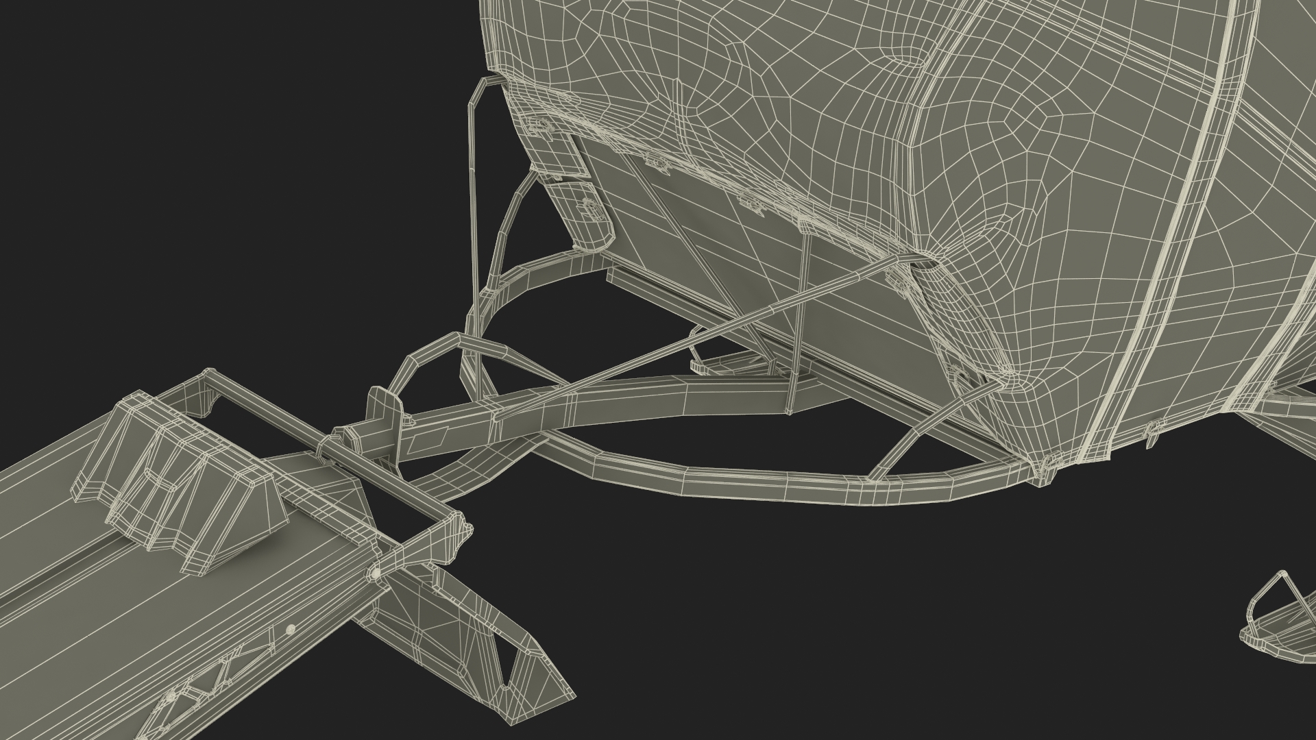 3D model Polaris Snowmobile with Sleigh
