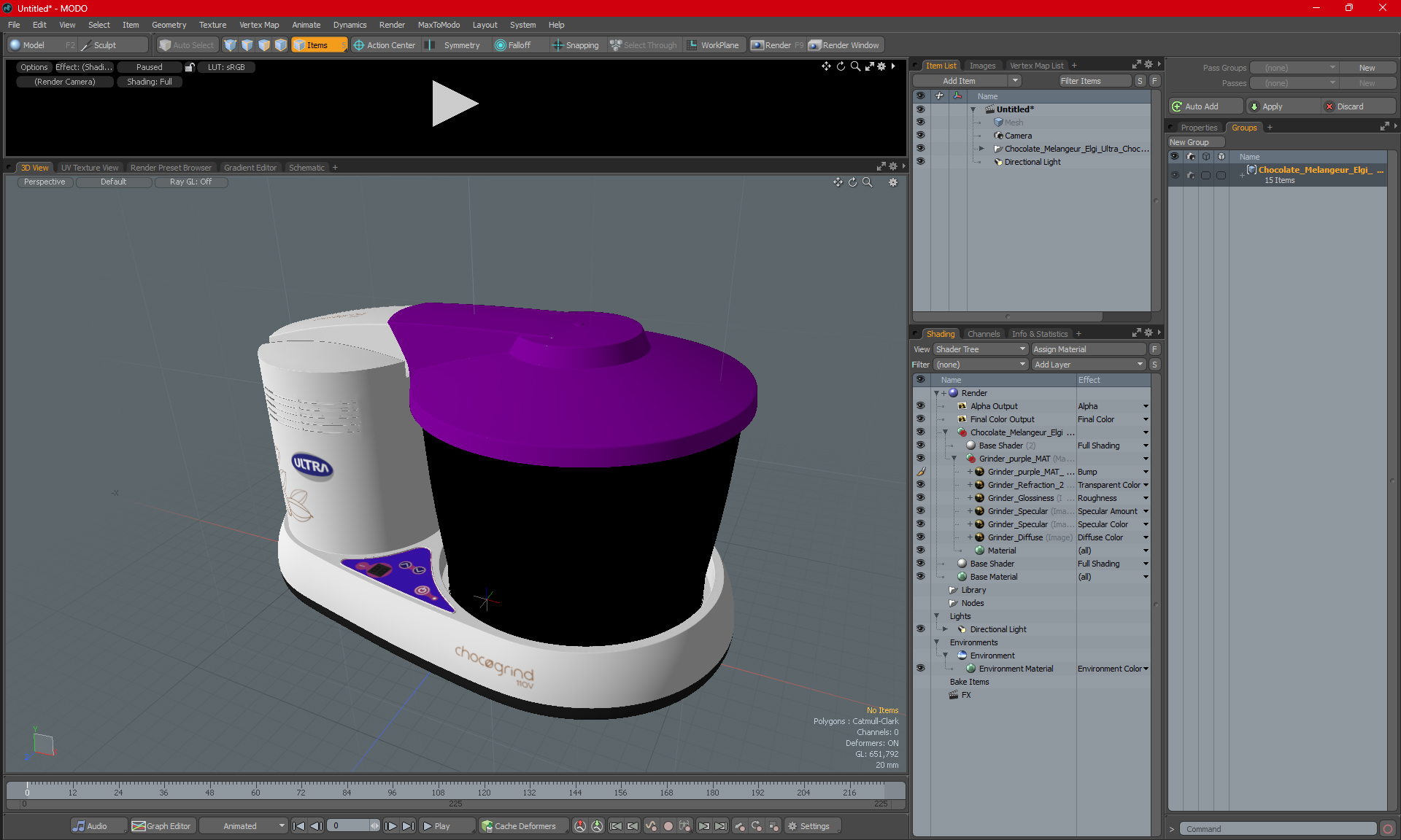 Chocolate Melangeur Elgi Ultra Chocogrind 110V Violett 3D model