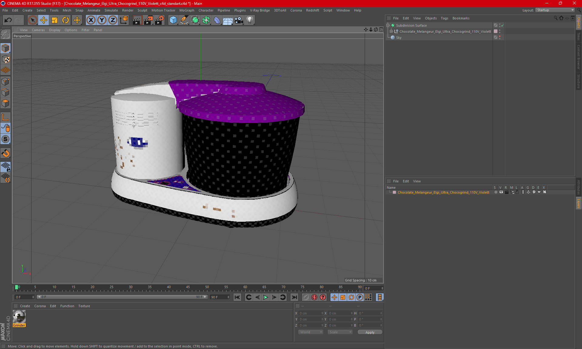 Chocolate Melangeur Elgi Ultra Chocogrind 110V Violett 3D model