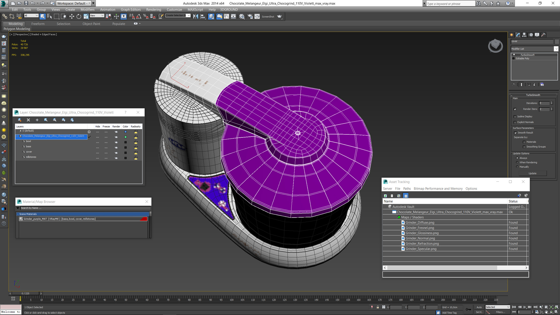 Chocolate Melangeur Elgi Ultra Chocogrind 110V Violett 3D model