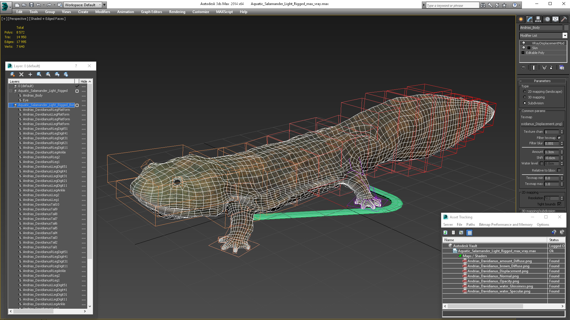 3D Aquatic Salamander Light Rigged