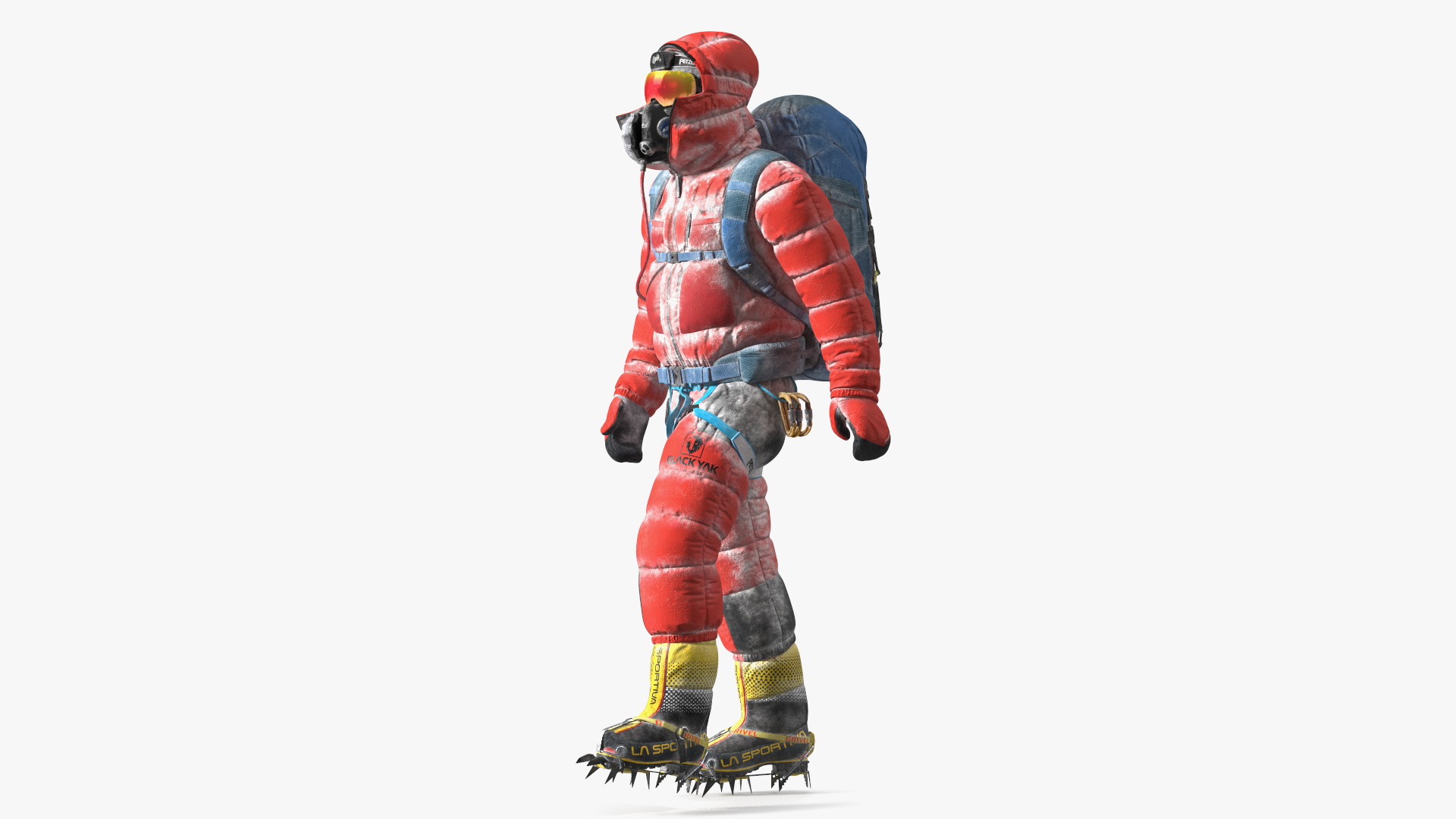 Everest Climber in a Snow-Covered Suit Rigged for Cinema 4D 3D model