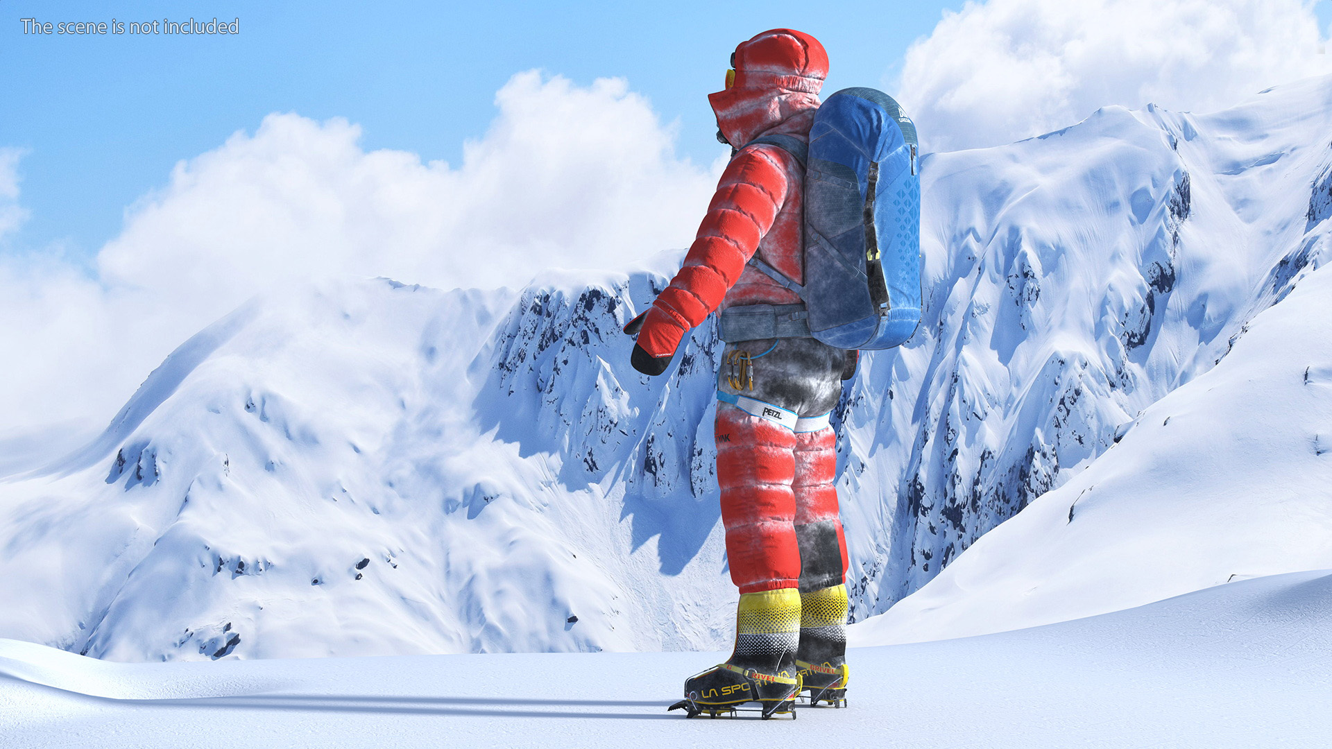 Everest Climber in a Snow-Covered Suit Rigged for Cinema 4D 3D model