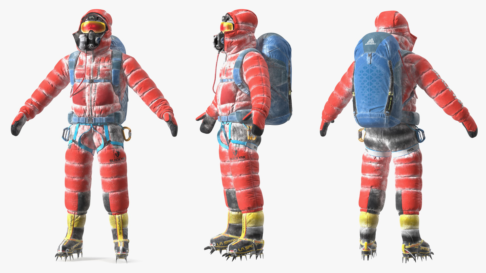 Everest Climber in a Snow-Covered Suit Rigged for Cinema 4D 3D model