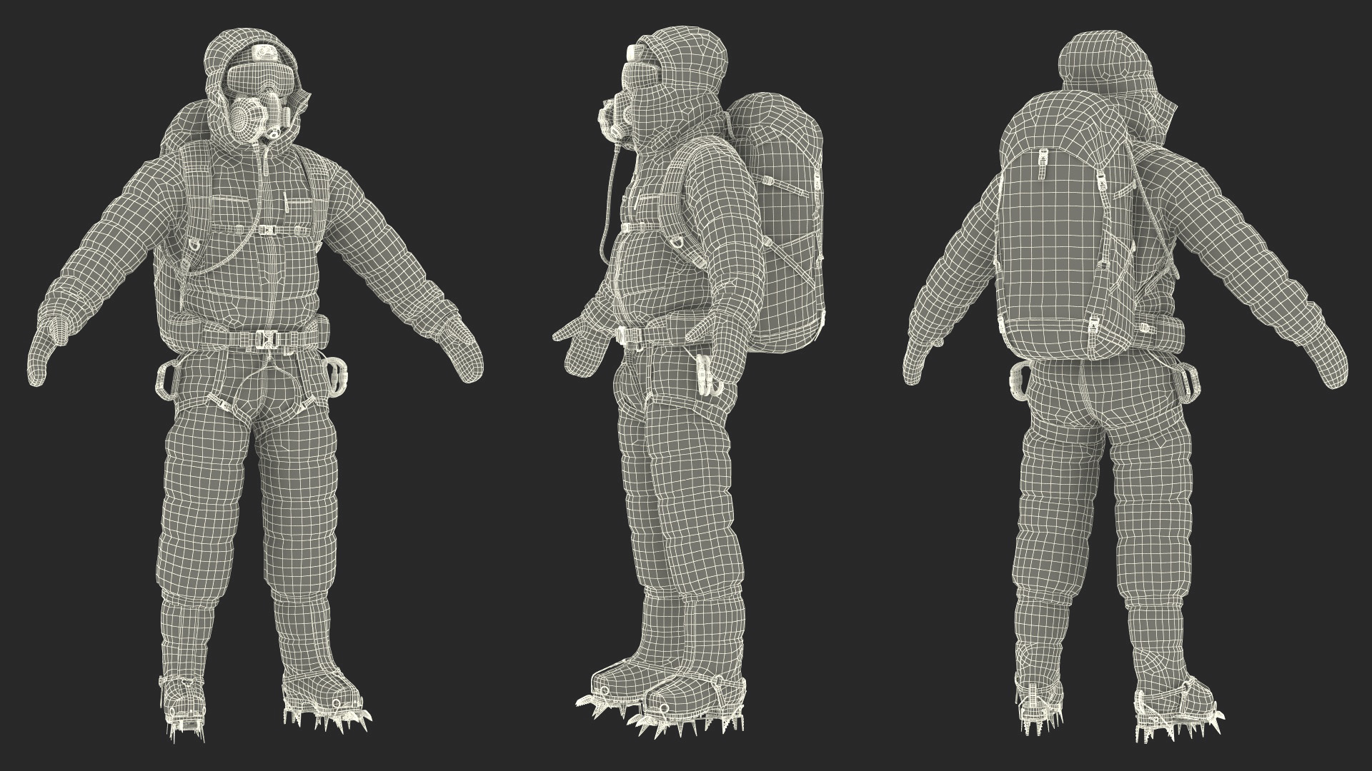 Everest Climber in a Snow-Covered Suit Rigged for Cinema 4D 3D model