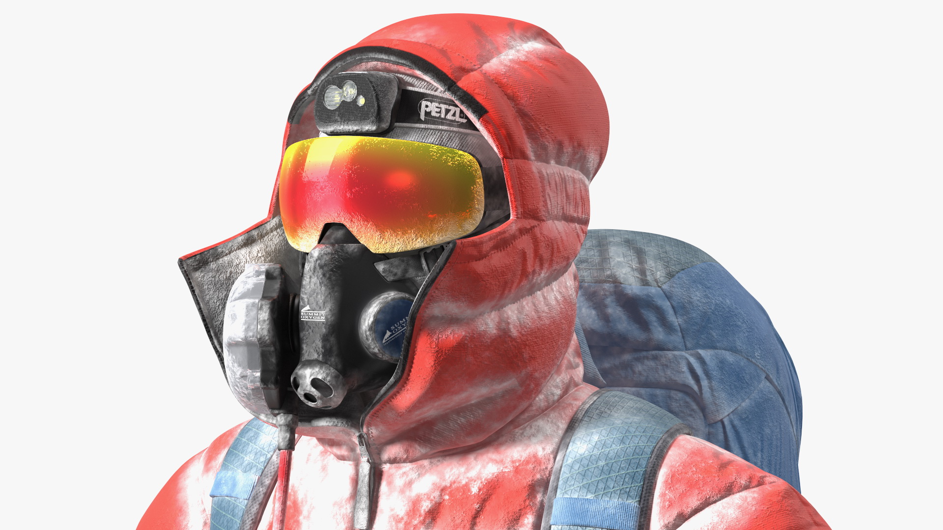 Everest Climber in a Snow-Covered Suit Rigged for Cinema 4D 3D model