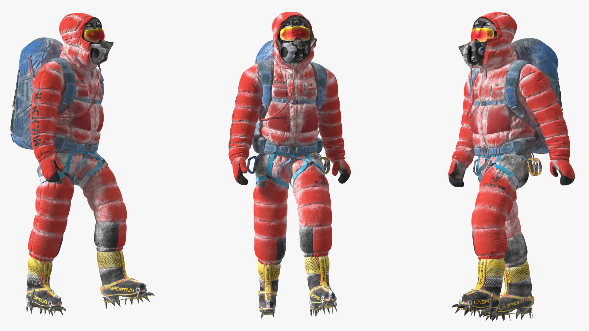 Everest Climber in a Snow-Covered Suit Rigged for Cinema 4D 3D model