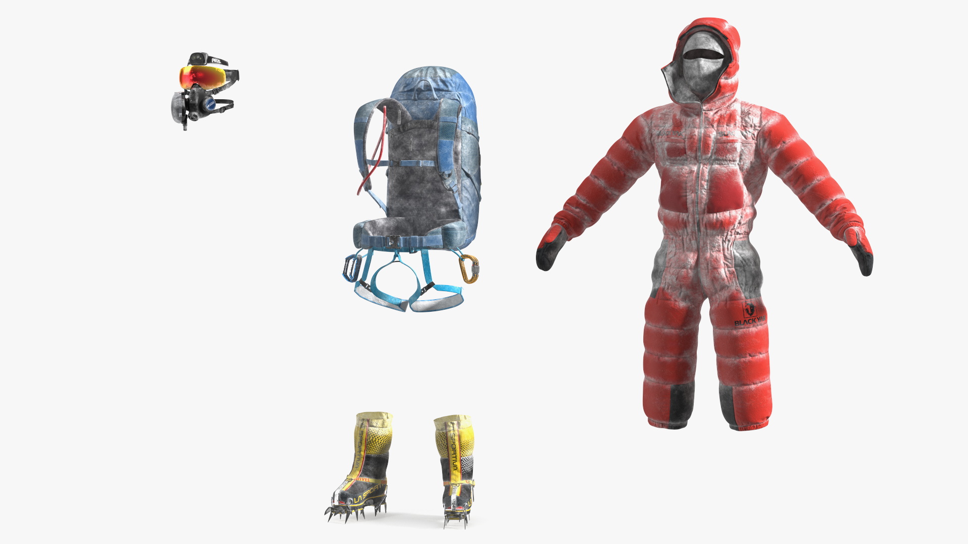 Everest Climber in a Snow-Covered Suit Rigged for Cinema 4D 3D model