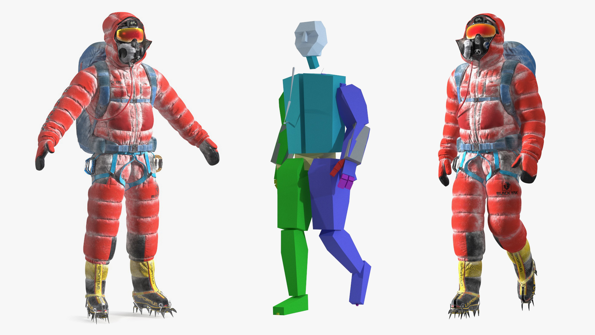 Everest Climber in a Snow-Covered Suit Rigged for Cinema 4D 3D model