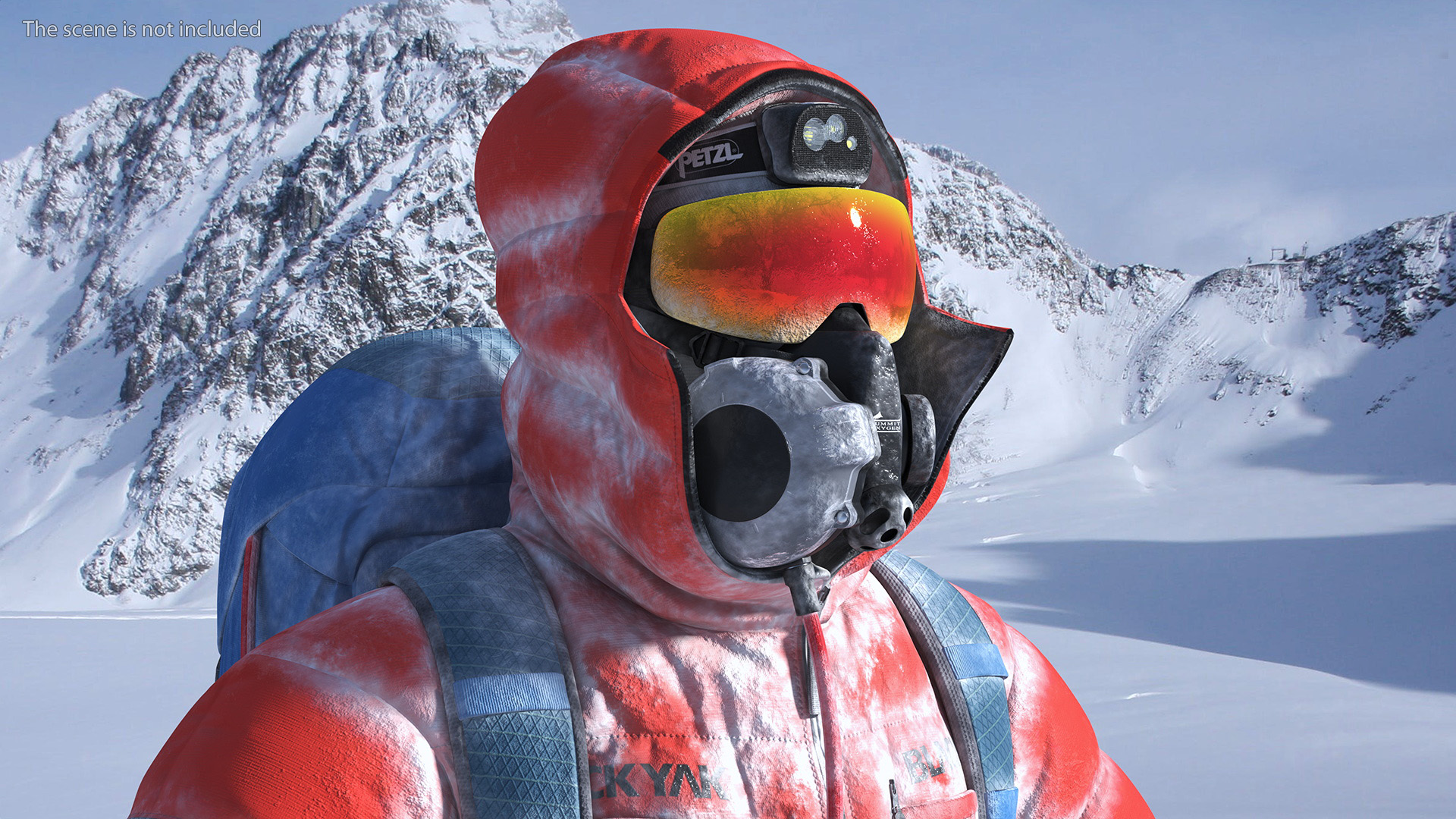 Everest Climber in a Snow-Covered Suit Rigged for Cinema 4D 3D model