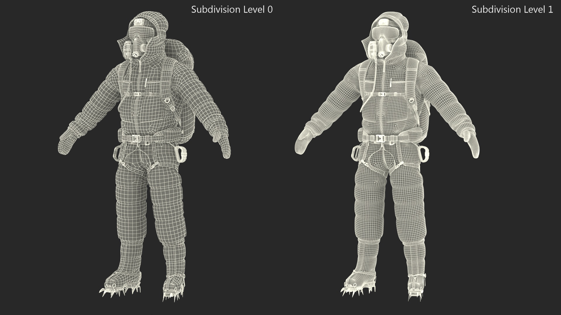 Everest Climber in a Snow-Covered Suit Rigged for Cinema 4D 3D model