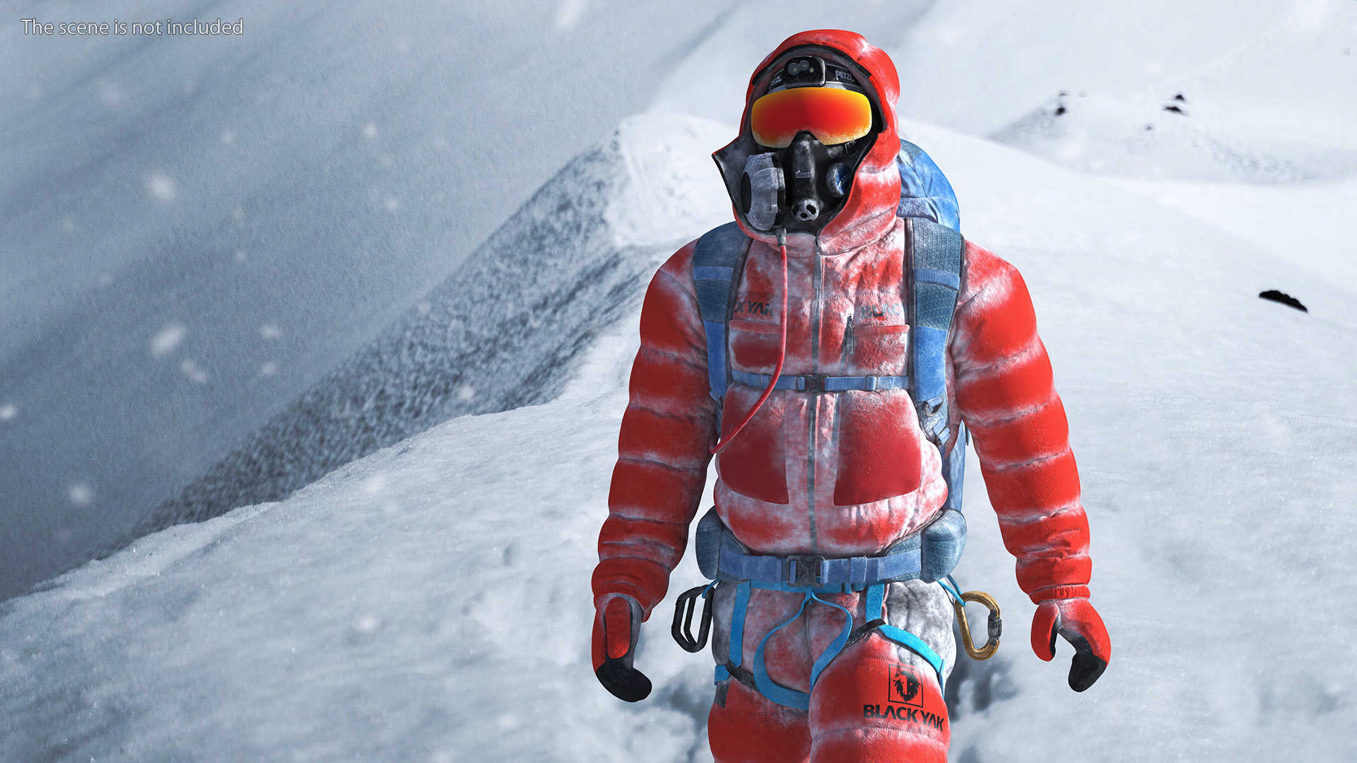 Everest Climber in a Snow-Covered Suit Rigged for Cinema 4D 3D model