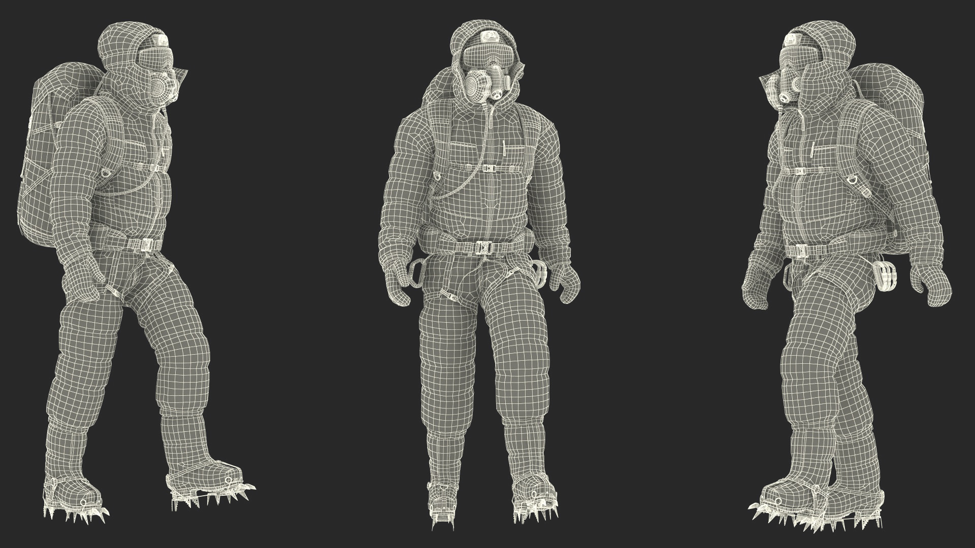 Everest Climber in a Snow-Covered Suit Rigged for Cinema 4D 3D model