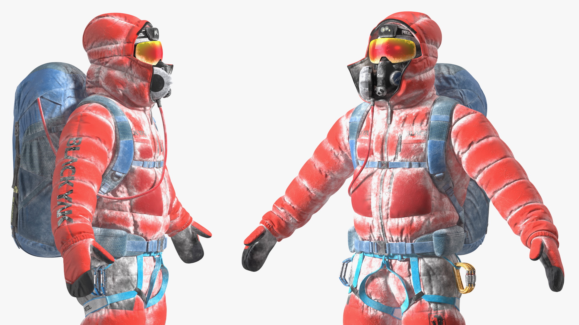 Everest Climber in a Snow-Covered Suit Rigged for Cinema 4D 3D model