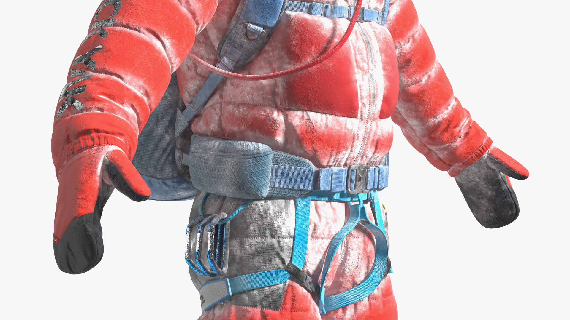 Everest Climber in a Snow-Covered Suit Rigged for Cinema 4D 3D model