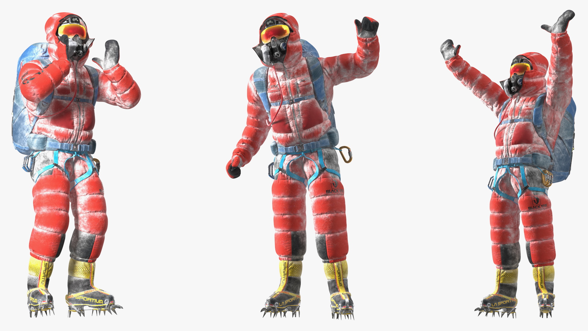 Everest Climber in a Snow-Covered Suit Rigged for Cinema 4D 3D model