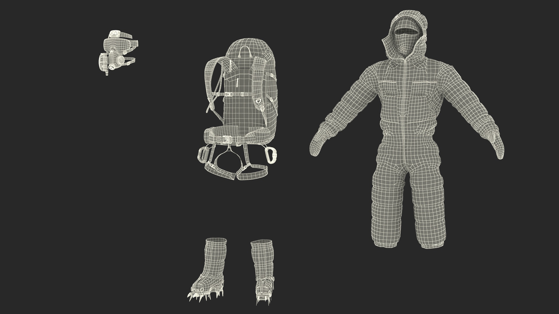 Everest Climber in a Snow-Covered Suit Rigged for Cinema 4D 3D model