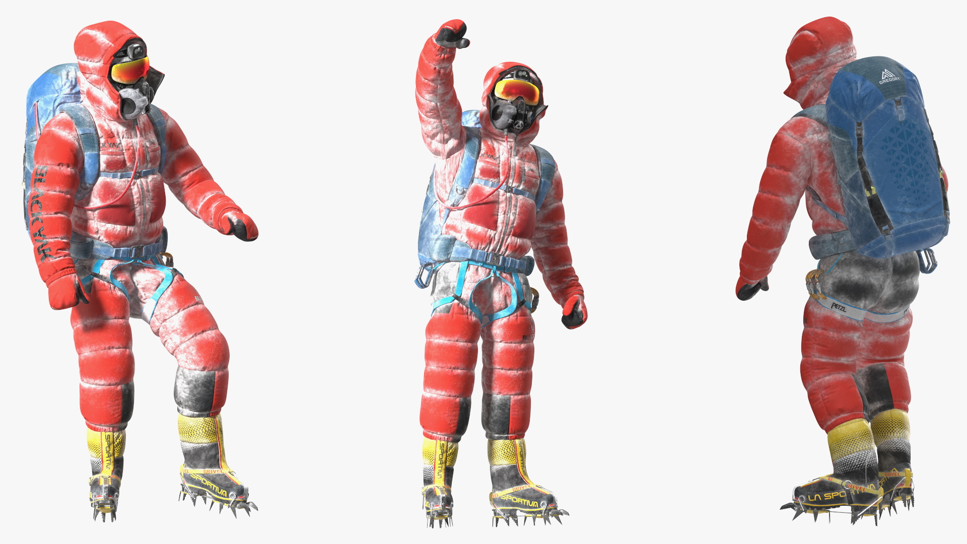 Everest Climber in a Snow-Covered Suit Rigged for Cinema 4D 3D model