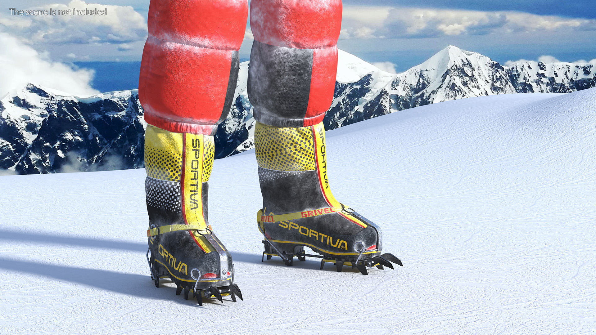 Everest Climber in a Snow-Covered Suit Rigged for Cinema 4D 3D model