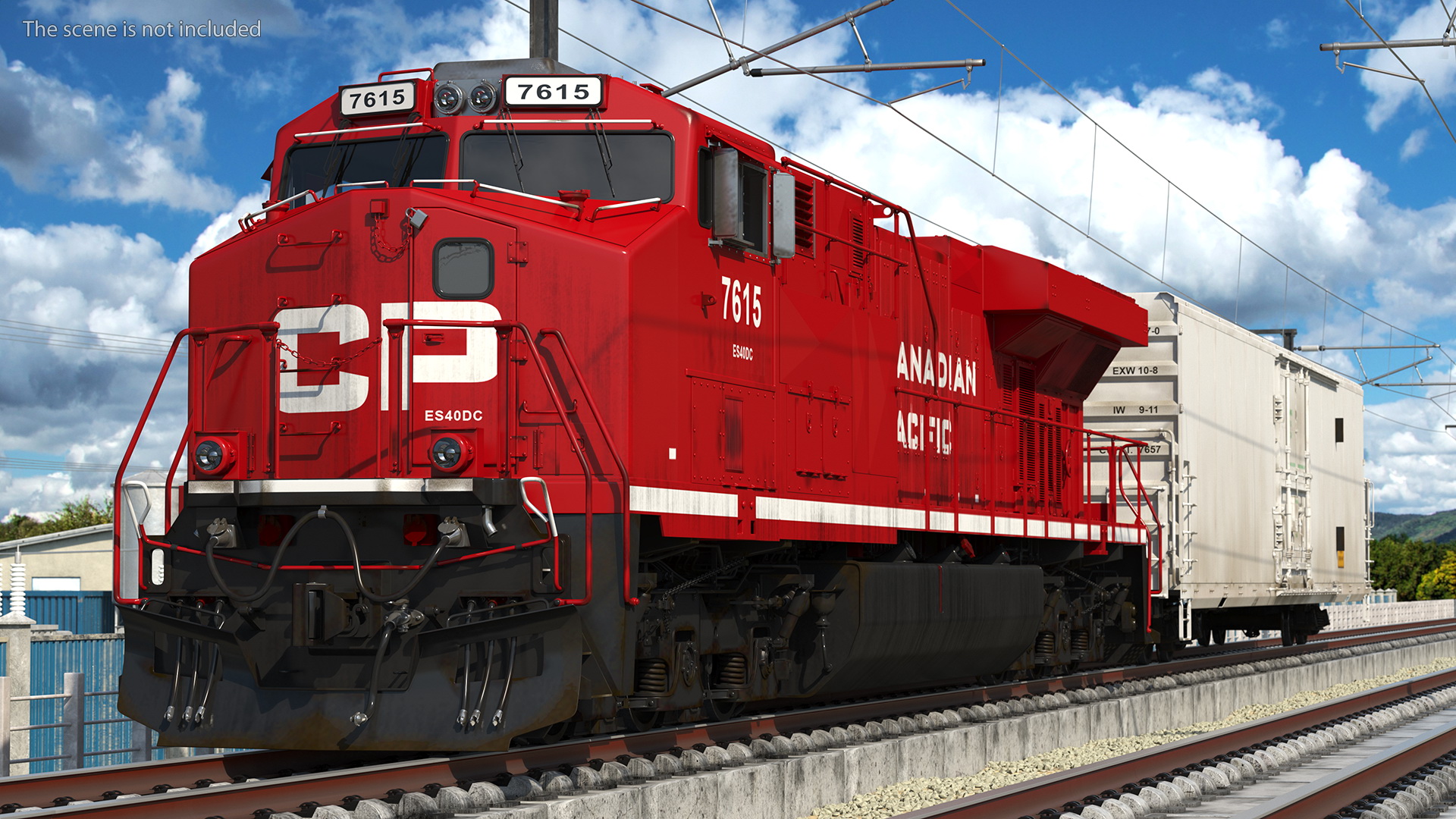 3D Locomotive Canadian Pacific with Railroad Refrigerator Car model