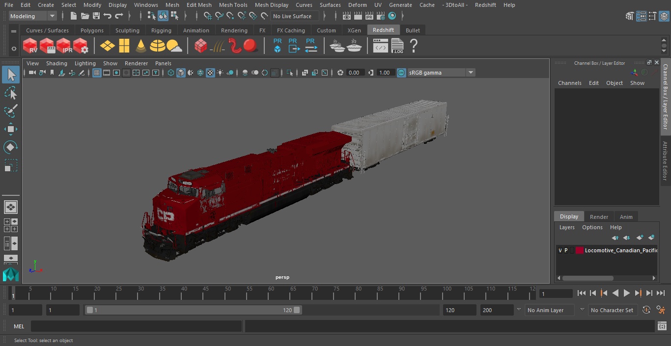 3D Locomotive Canadian Pacific with Railroad Refrigerator Car model