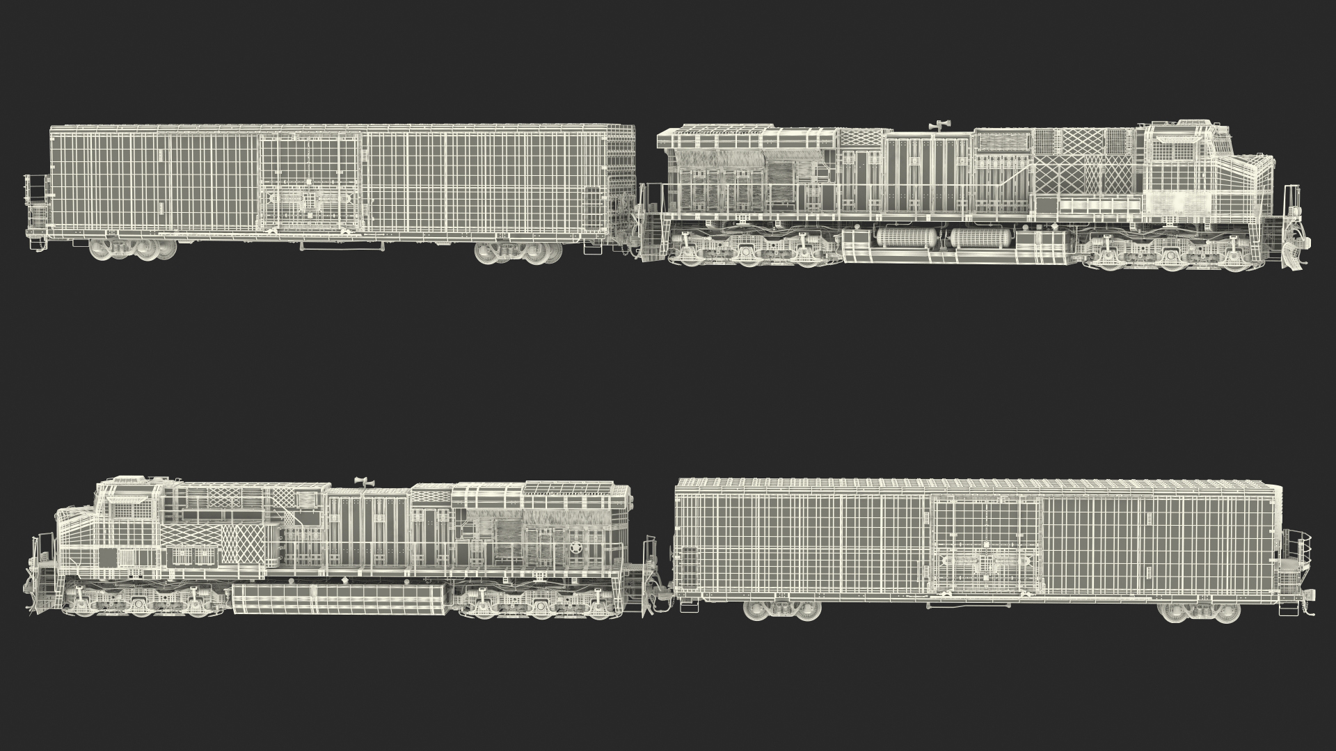 3D Locomotive Canadian Pacific with Railroad Refrigerator Car model