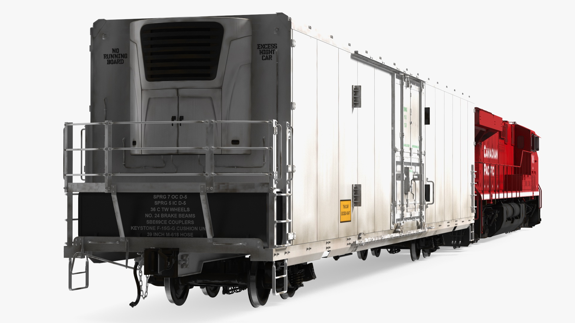 3D Locomotive Canadian Pacific with Railroad Refrigerator Car model