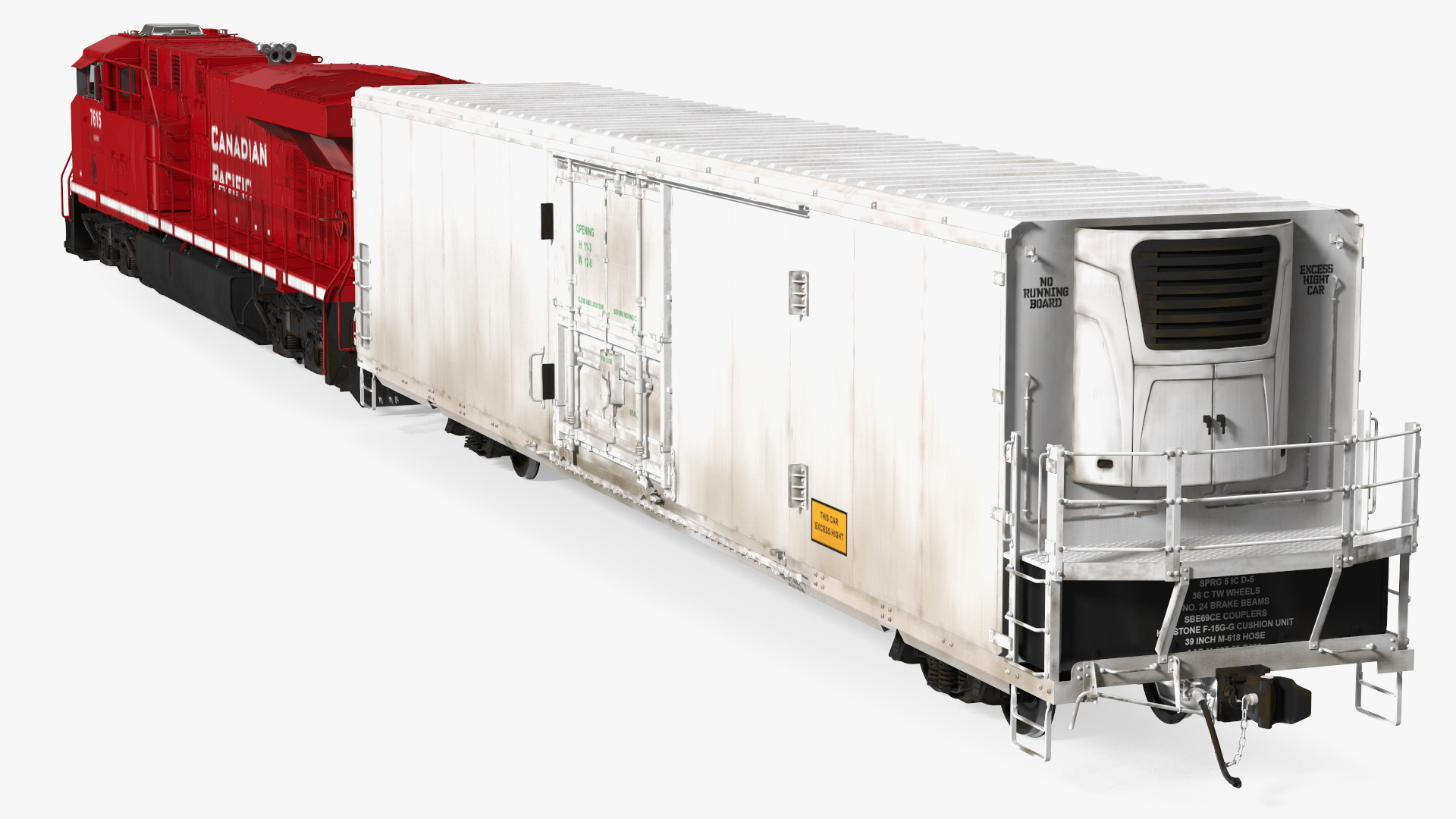 3D Locomotive Canadian Pacific with Railroad Refrigerator Car model