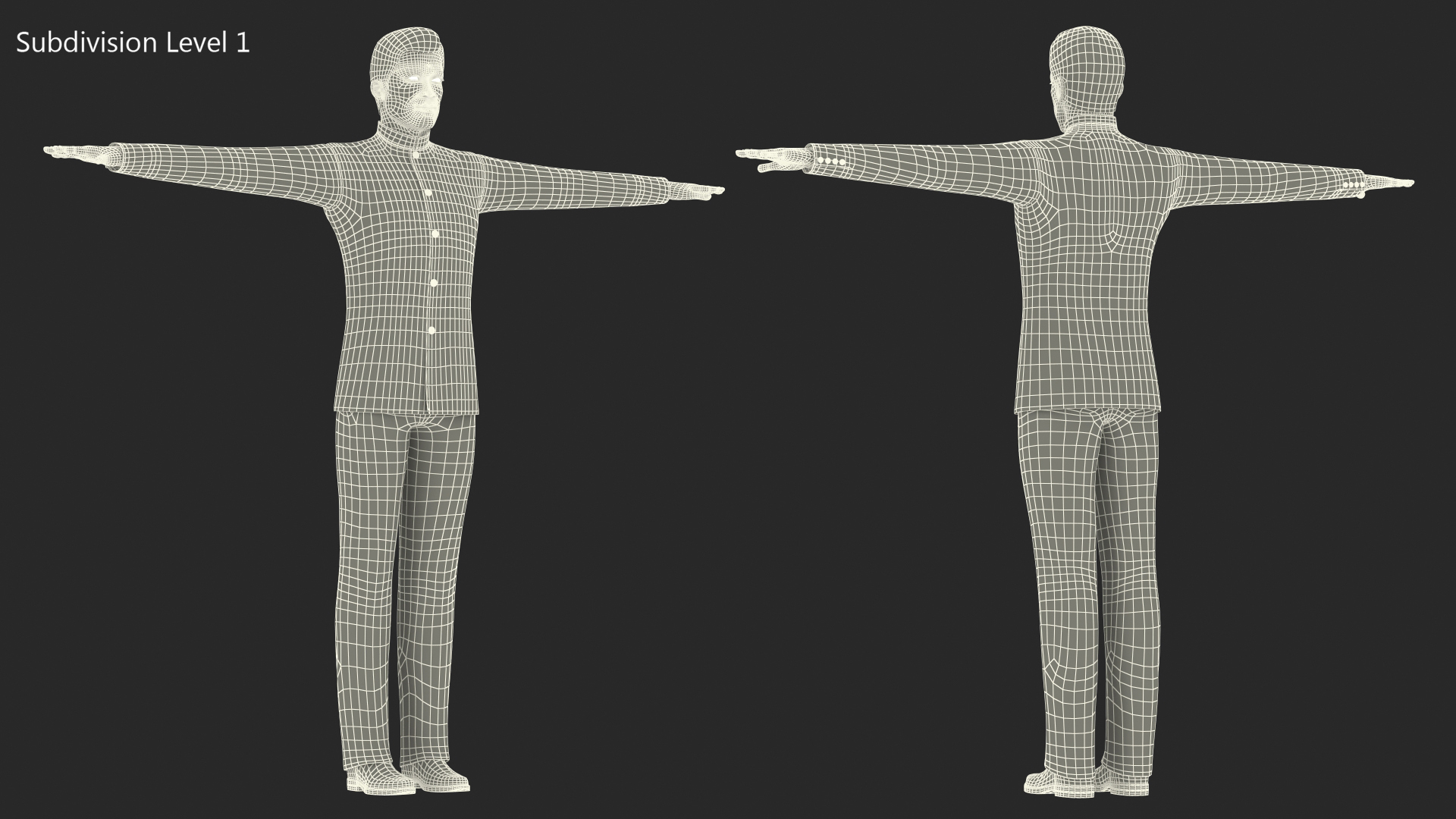 Asian Man Tunic Suit T Pose 3D