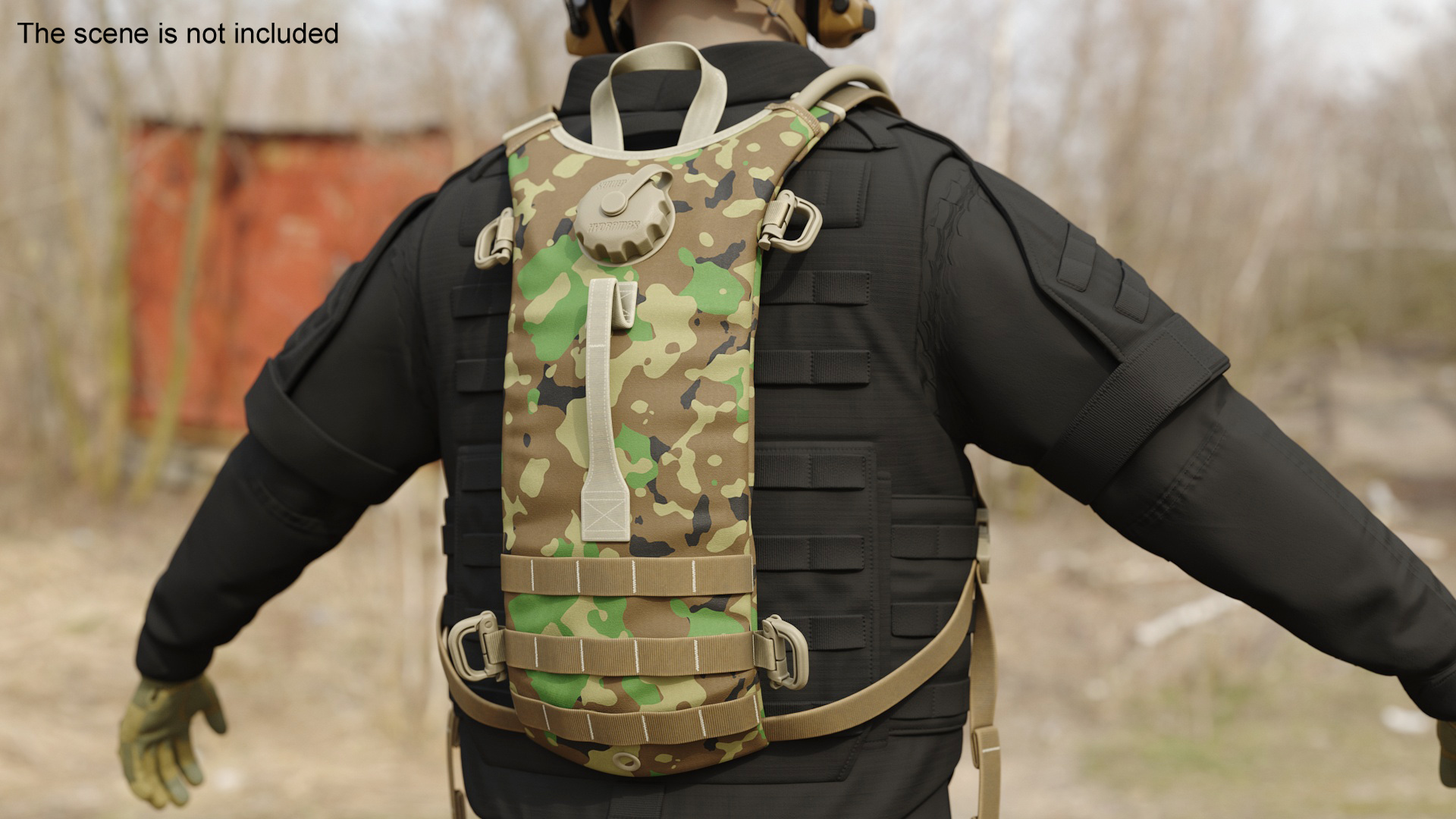 3D Hydration Backpack Carrier Camouflage Worn Position