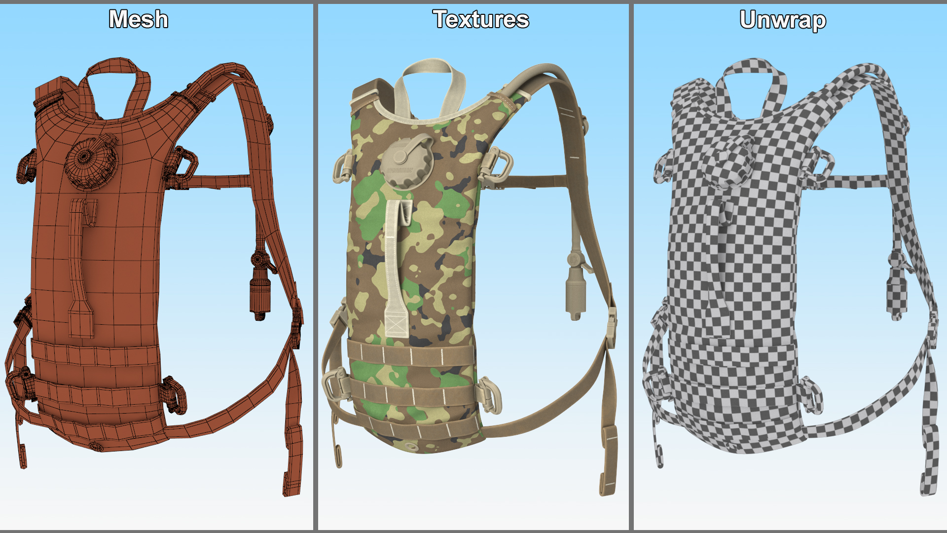 3D Hydration Backpack Carrier Camouflage Worn Position