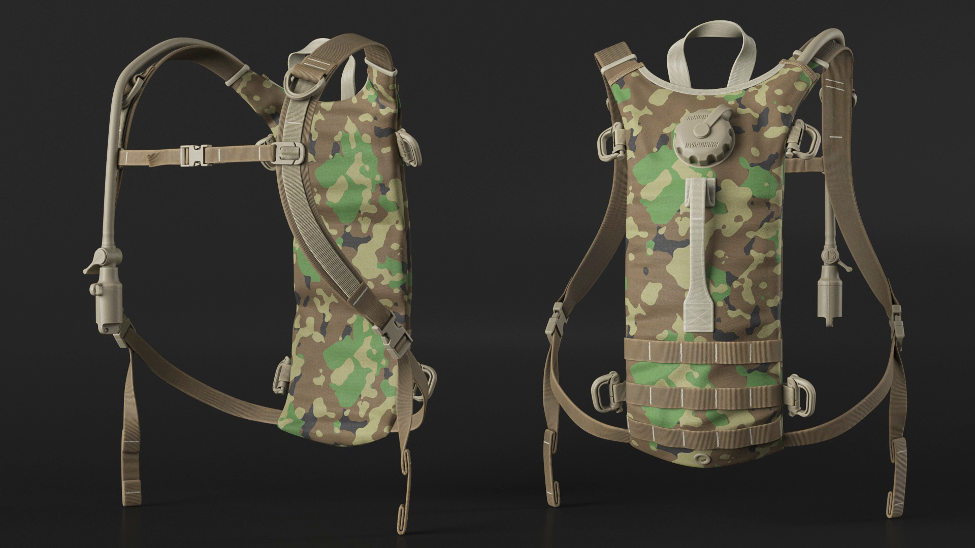 3D Hydration Backpack Carrier Camouflage Worn Position