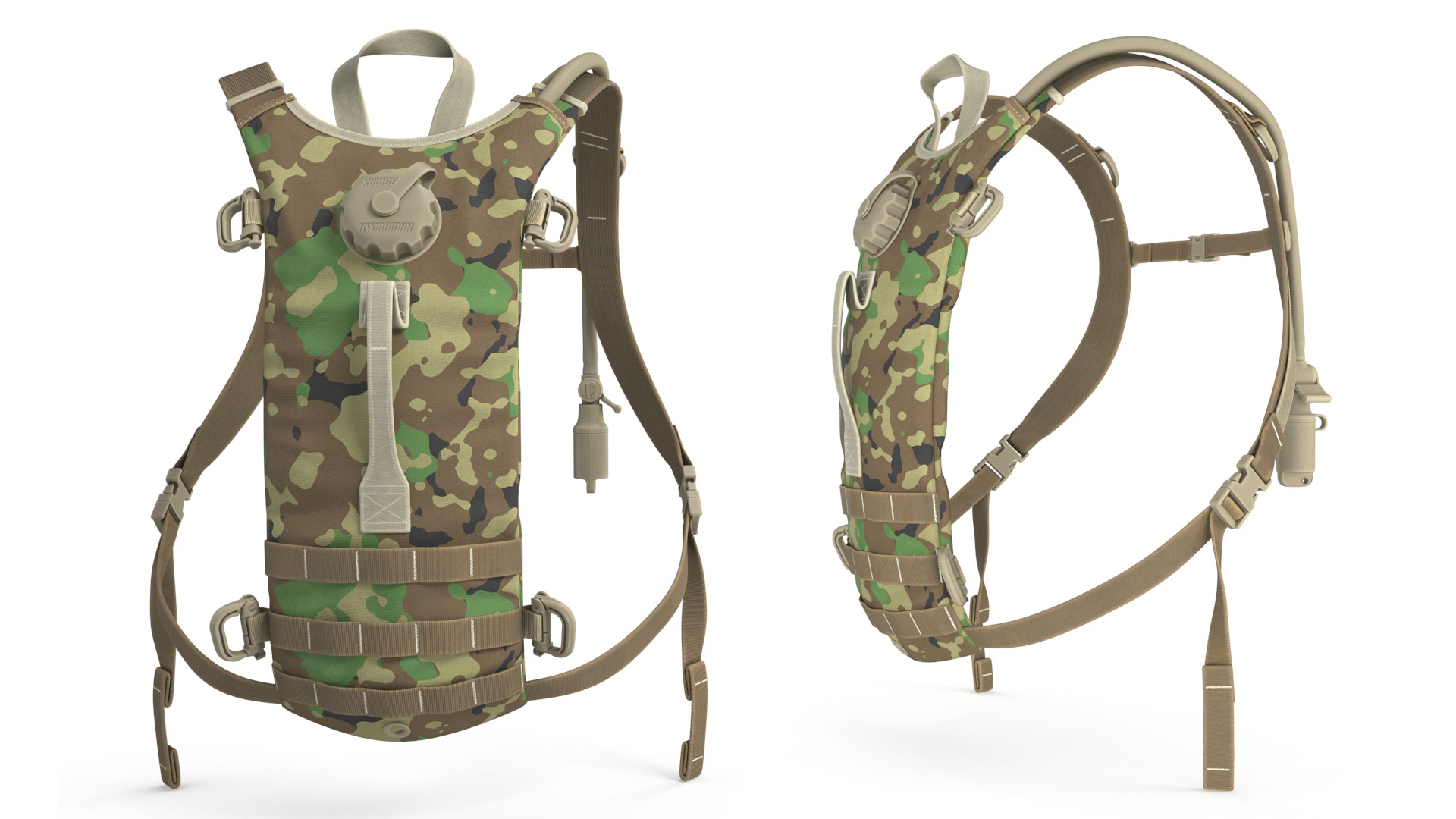 3D Hydration Backpack Carrier Camouflage Worn Position