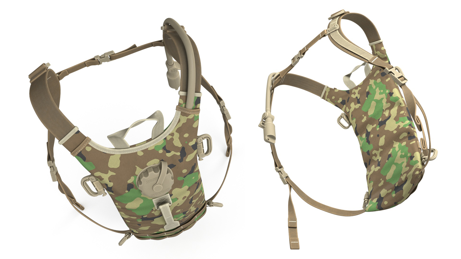 3D Hydration Backpack Carrier Camouflage Worn Position