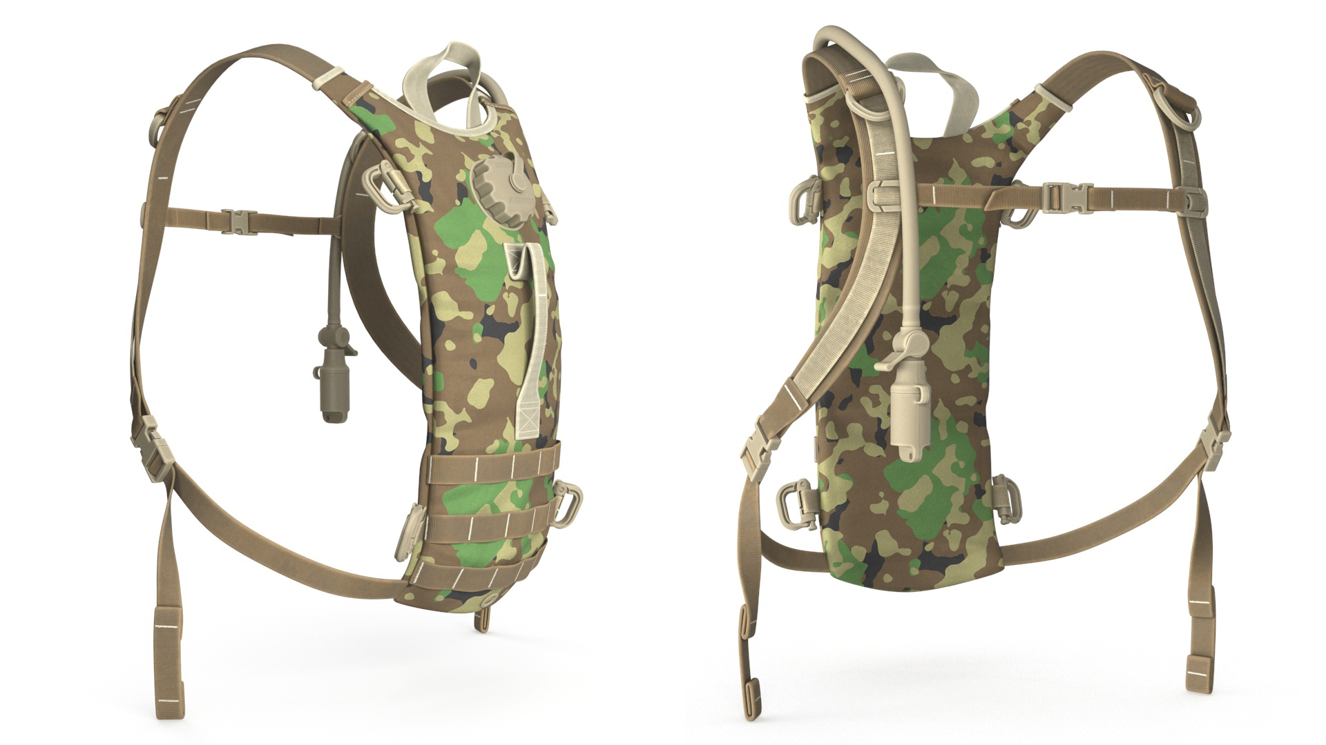 3D Hydration Backpack Carrier Camouflage Worn Position
