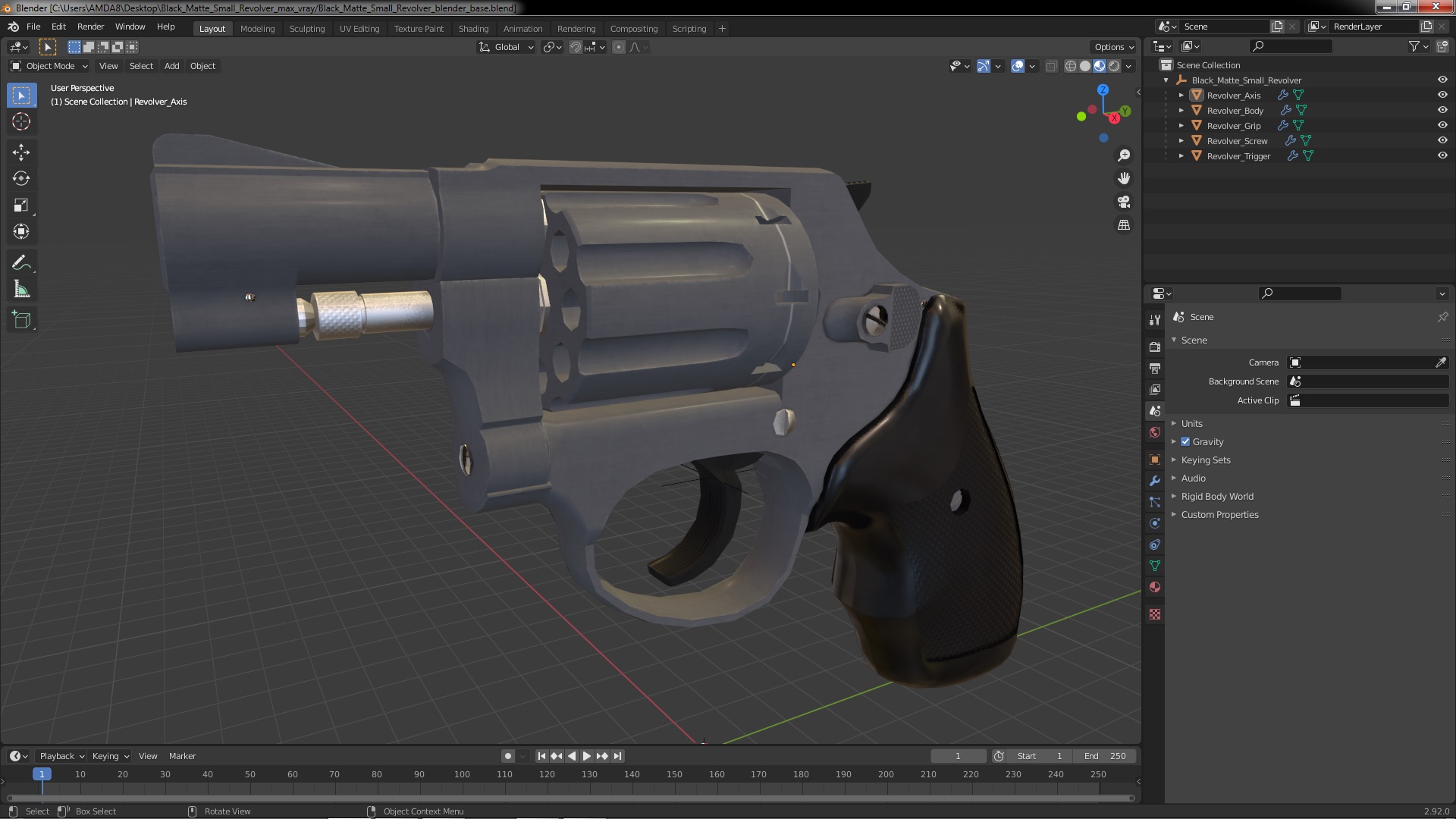 3D Black Matte Small Revolver