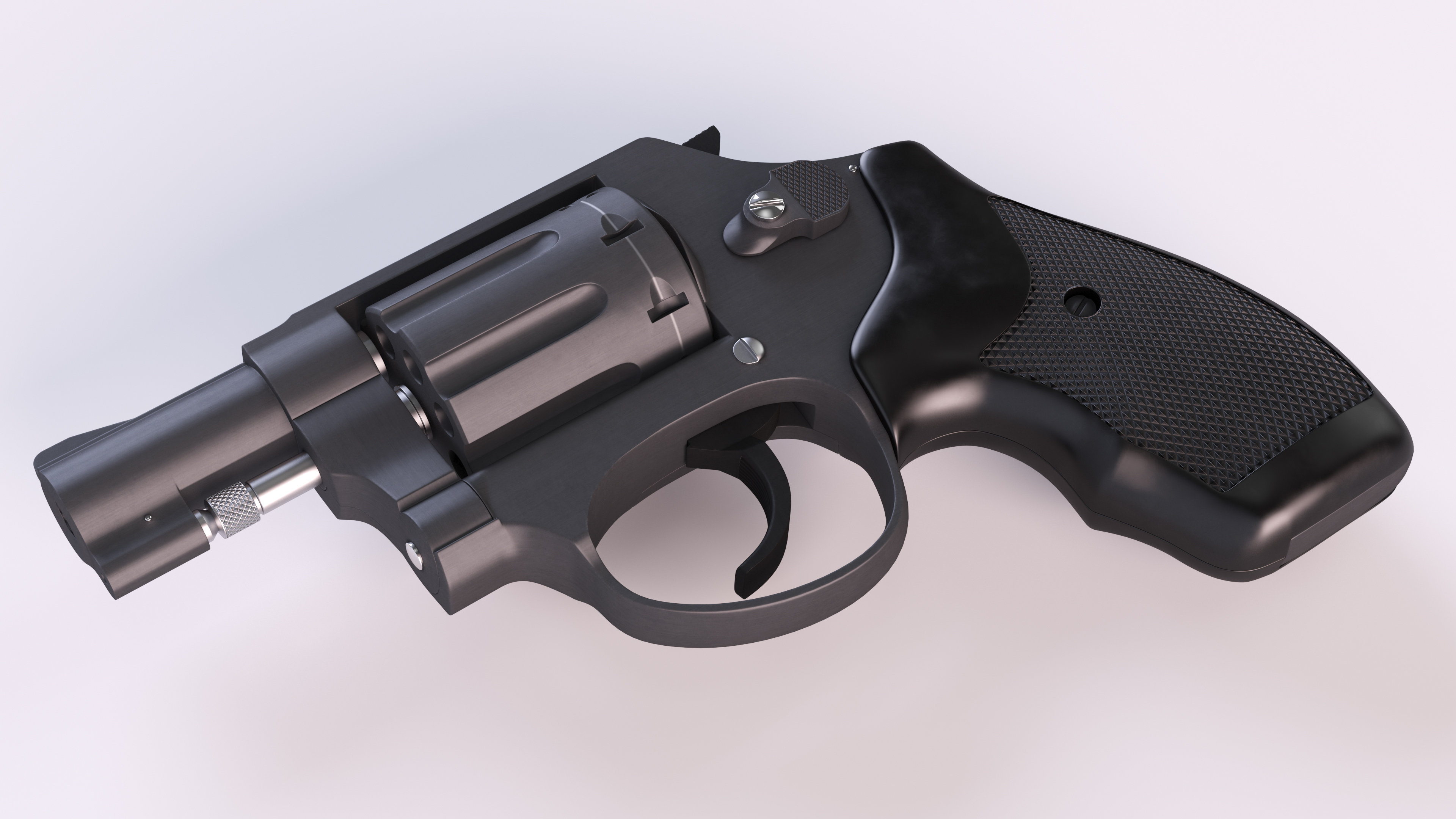3D Black Matte Small Revolver