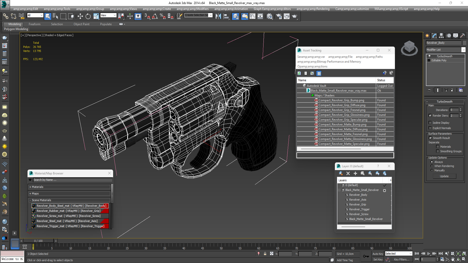 3D Black Matte Small Revolver