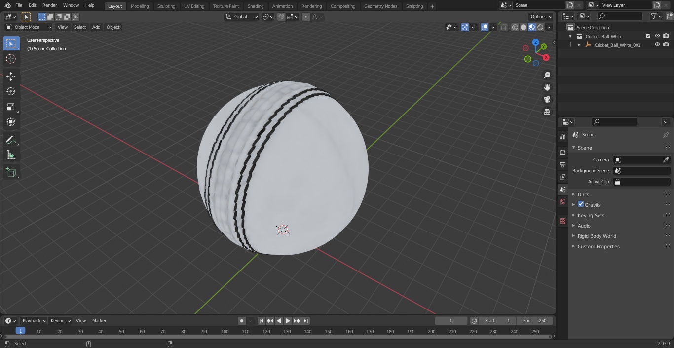 3D Cricket Ball White model