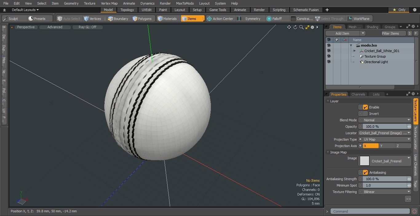 3D Cricket Ball White model