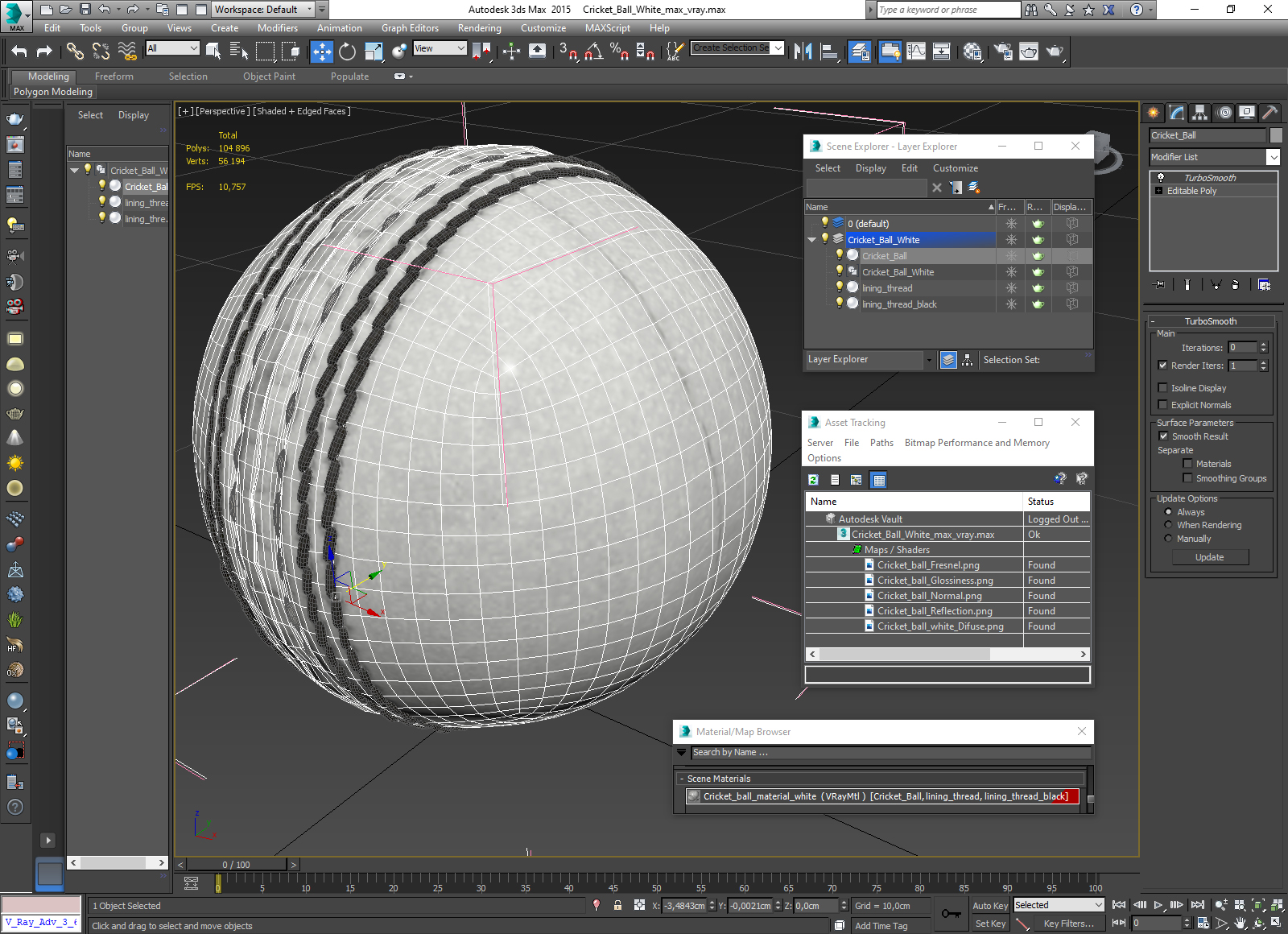 3D Cricket Ball White model