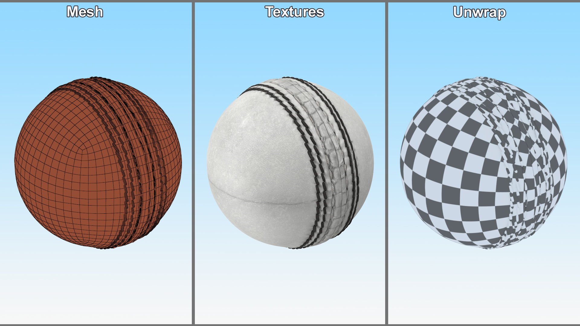 3D Cricket Ball White model