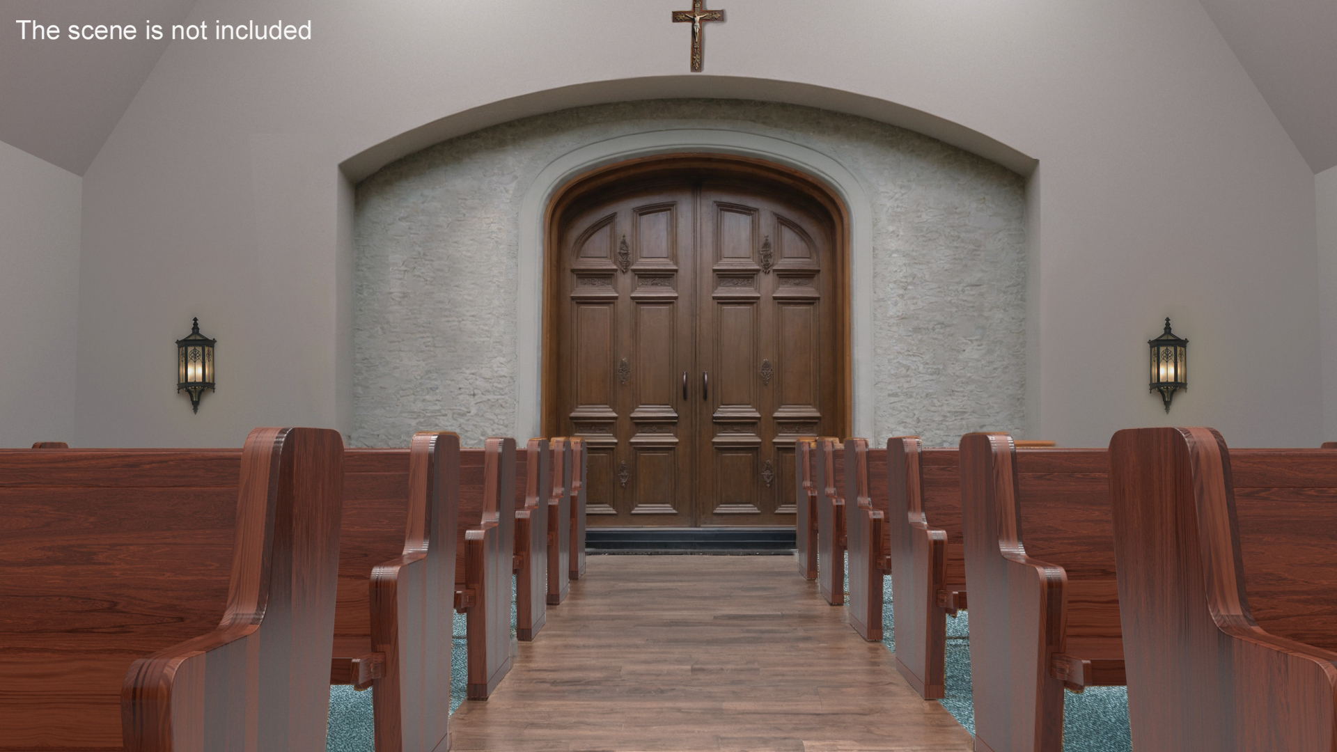 3D Wooden Church Pew Bench Dark model
