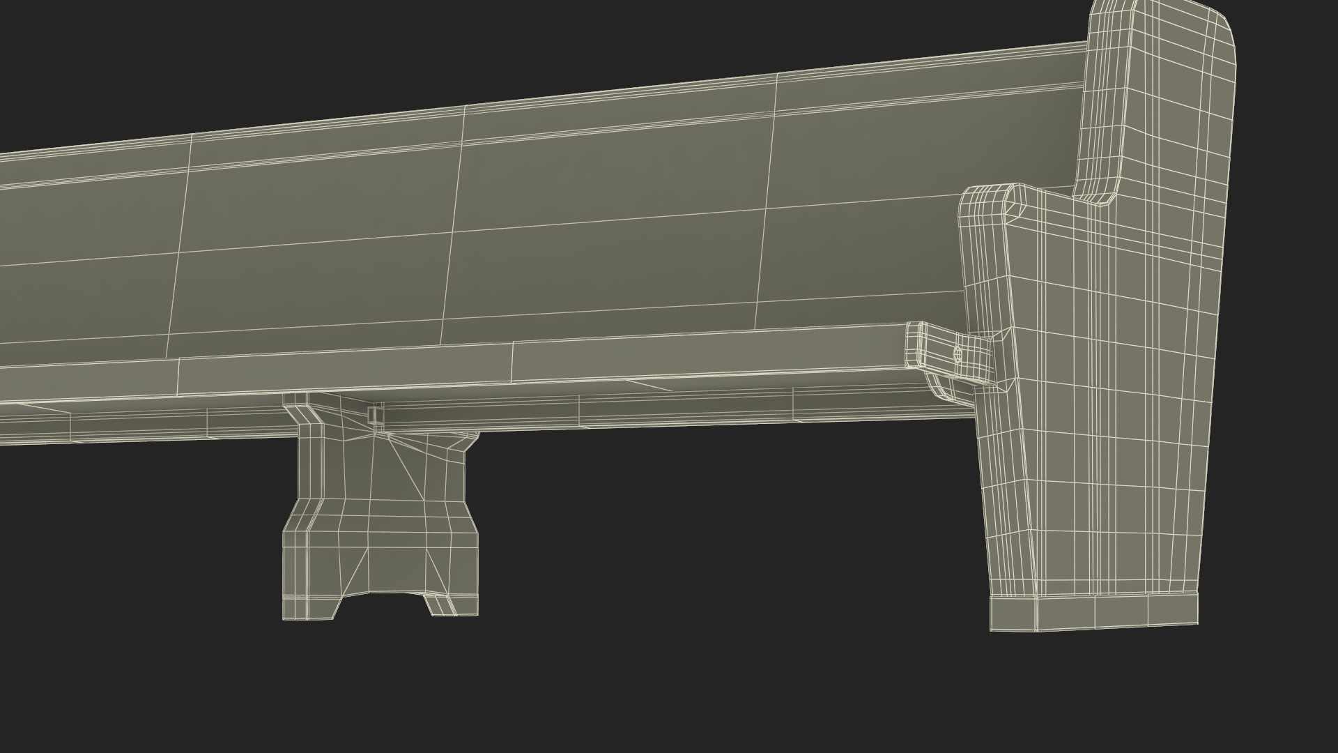 3D Wooden Church Pew Bench Dark model