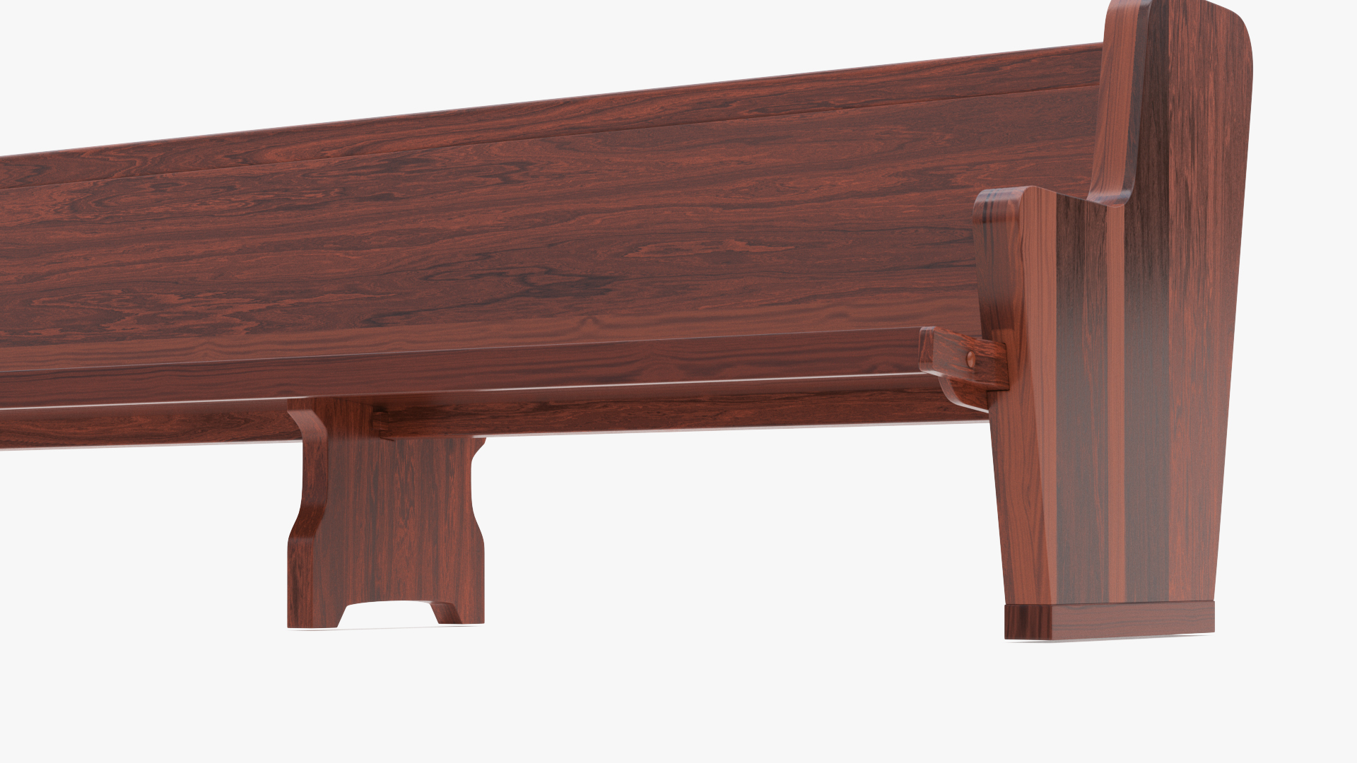 3D Wooden Church Pew Bench Dark model