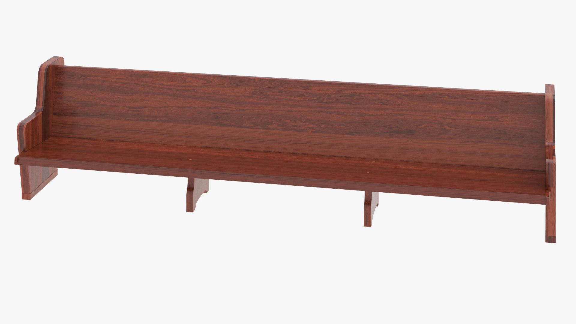 3D Wooden Church Pew Bench Dark model