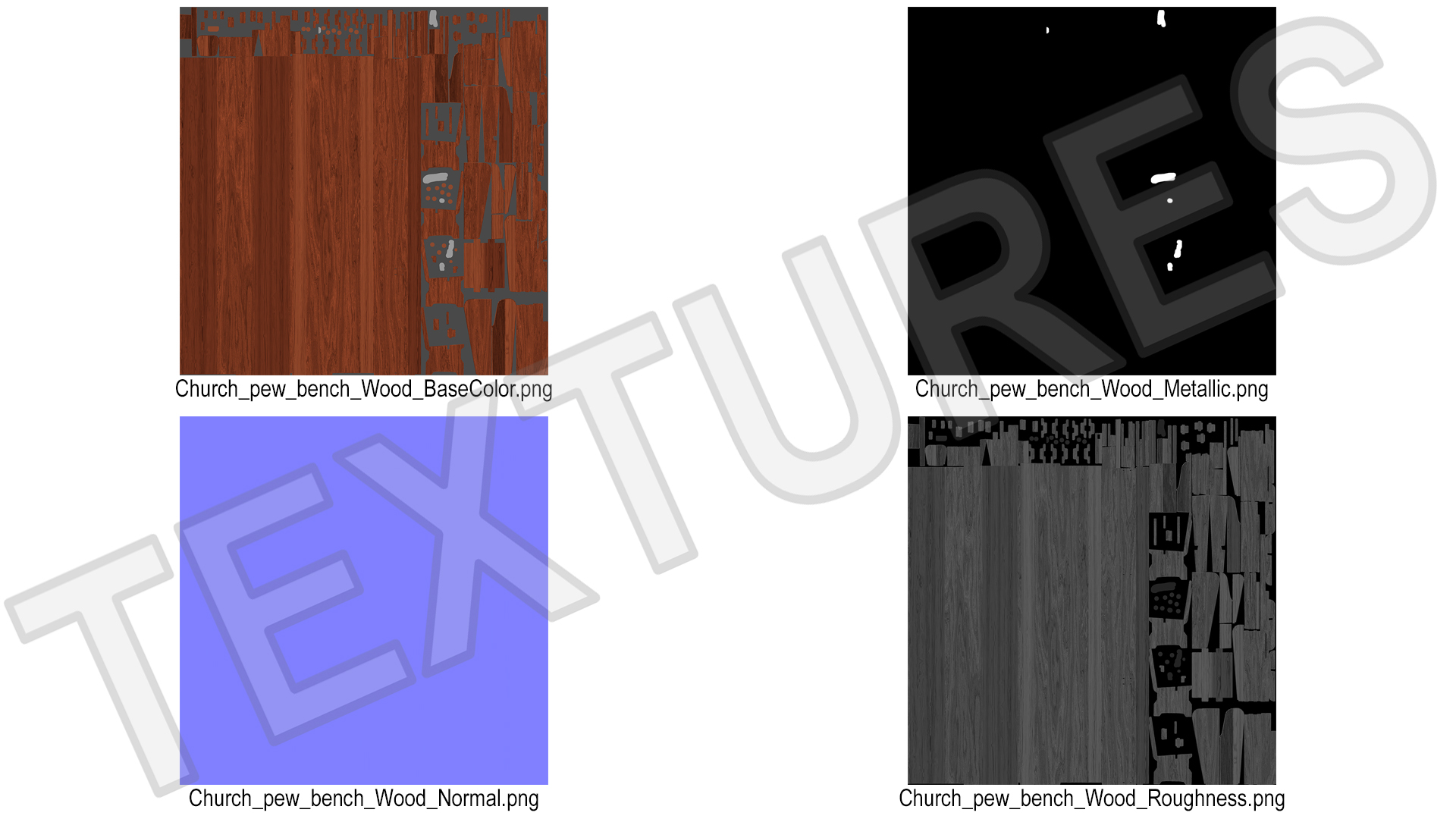 3D Wooden Church Pew Bench Dark model