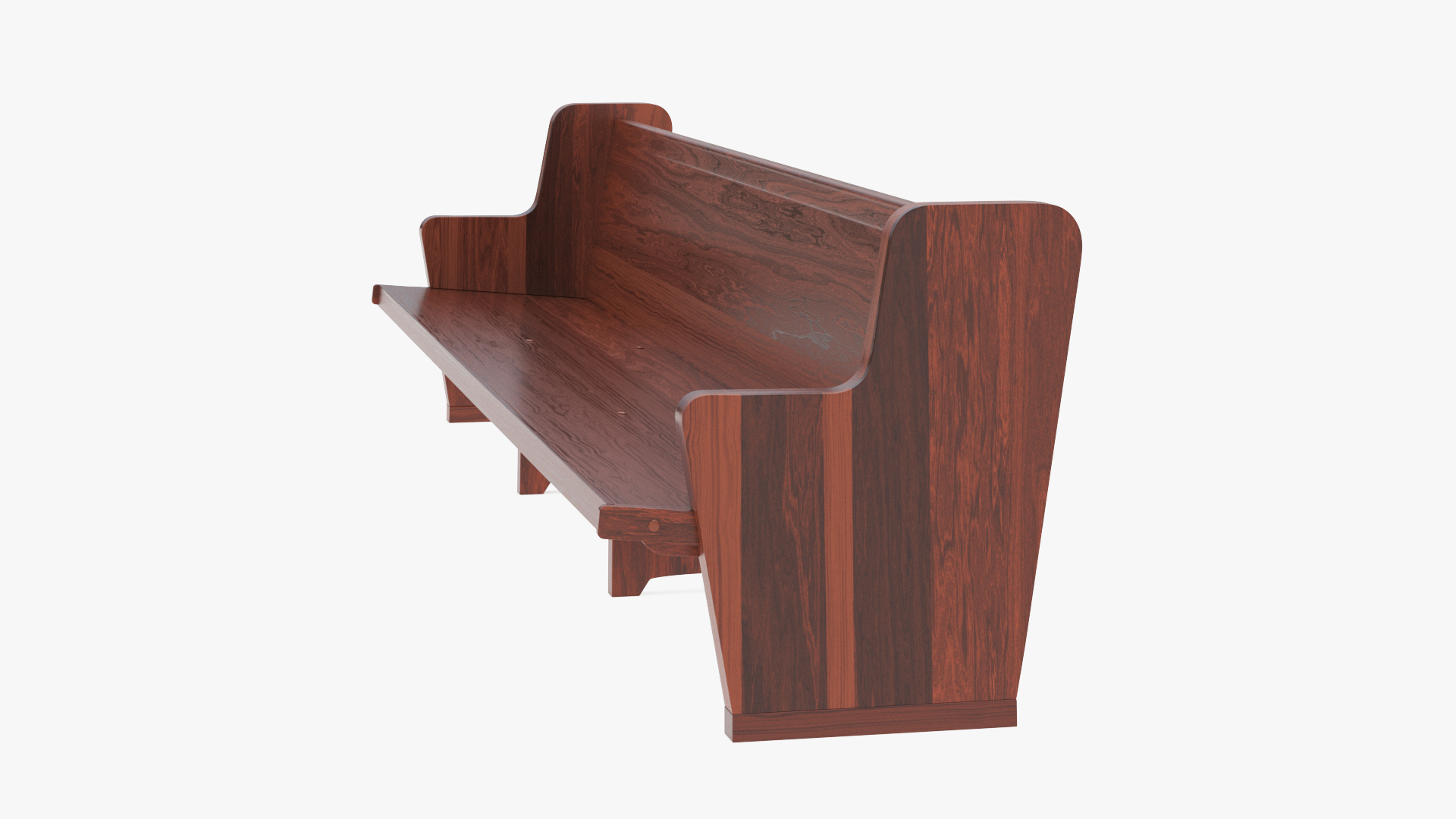 3D Wooden Church Pew Bench Dark model