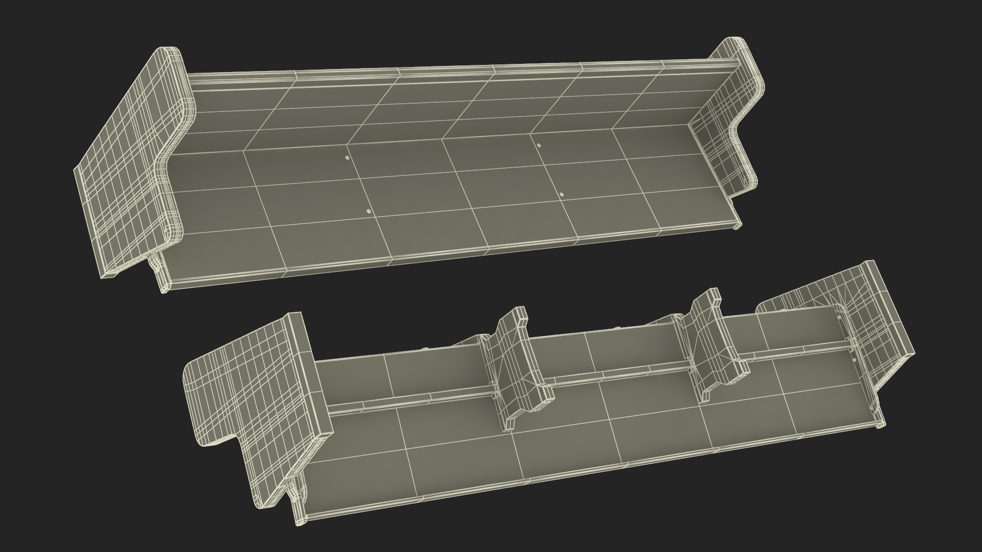 3D Wooden Church Pew Bench Dark model